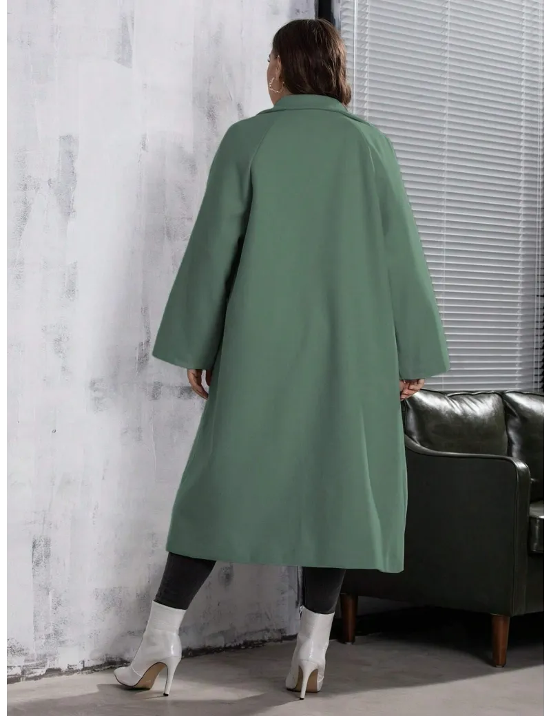 Palton maxi cu buzunare, verde