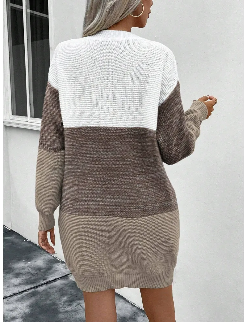 Rochie mini din tricot, cu model, multicolor, dama, Shein
