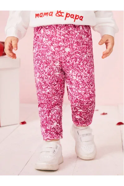 Pantaloni cu imprimeu sclipici, roz, fete, Shein
