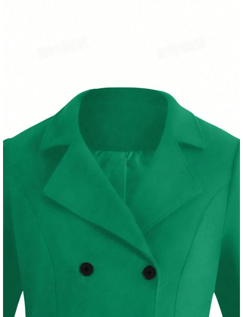 Palton mini cu nasturi, verde, dama, Shein