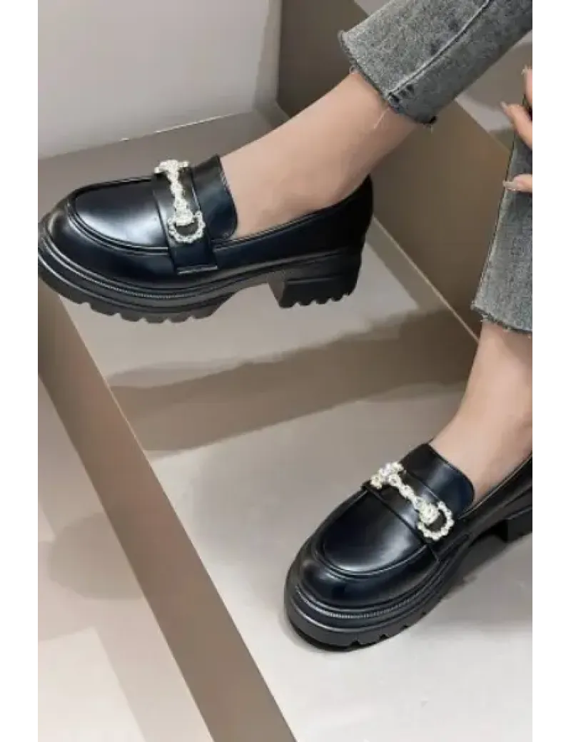 Pantofi loafer cu detaliu, negru, dama