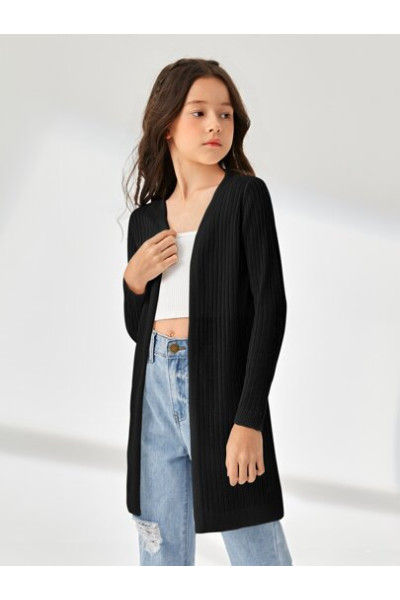 Cardigan cu model tricotat, negru, fete
