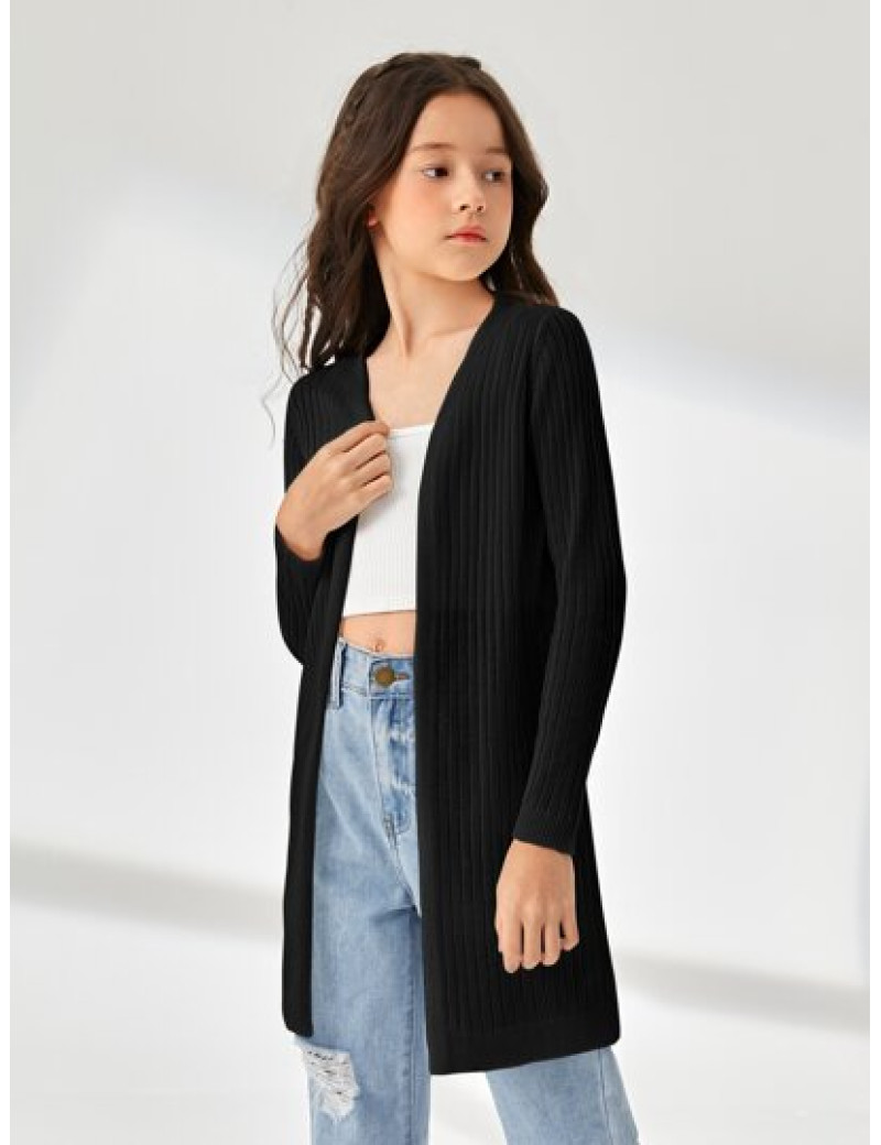 Cardigan cu model tricotat, negru, fete