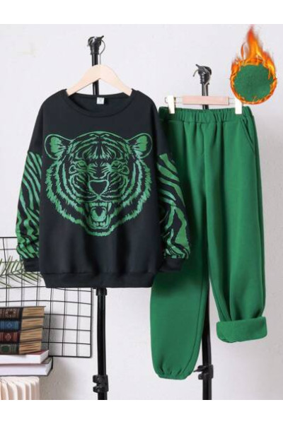 Set hanorac cu pantaloni, verde