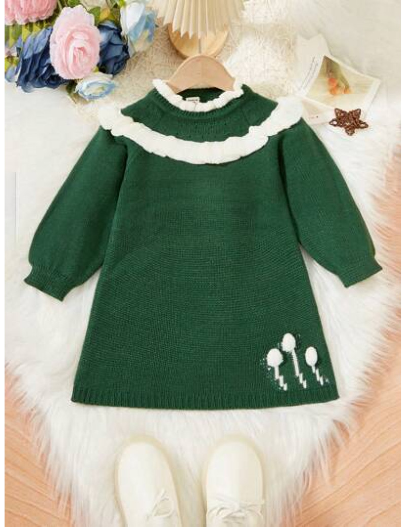 Rochie mini stil pulover, cu aplicatii speciale, verde