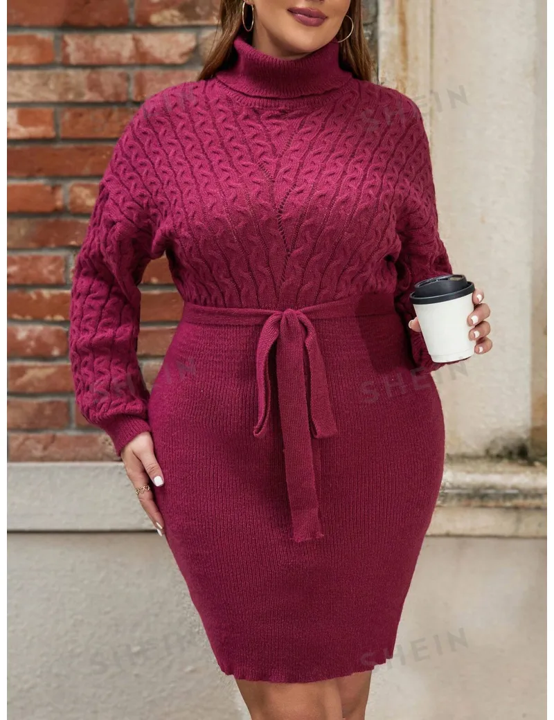 Rochie mini stil pulover, rosu