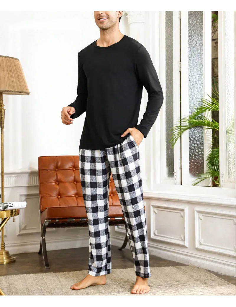 Set pijama cu bluza si pantaloni lungi, negru